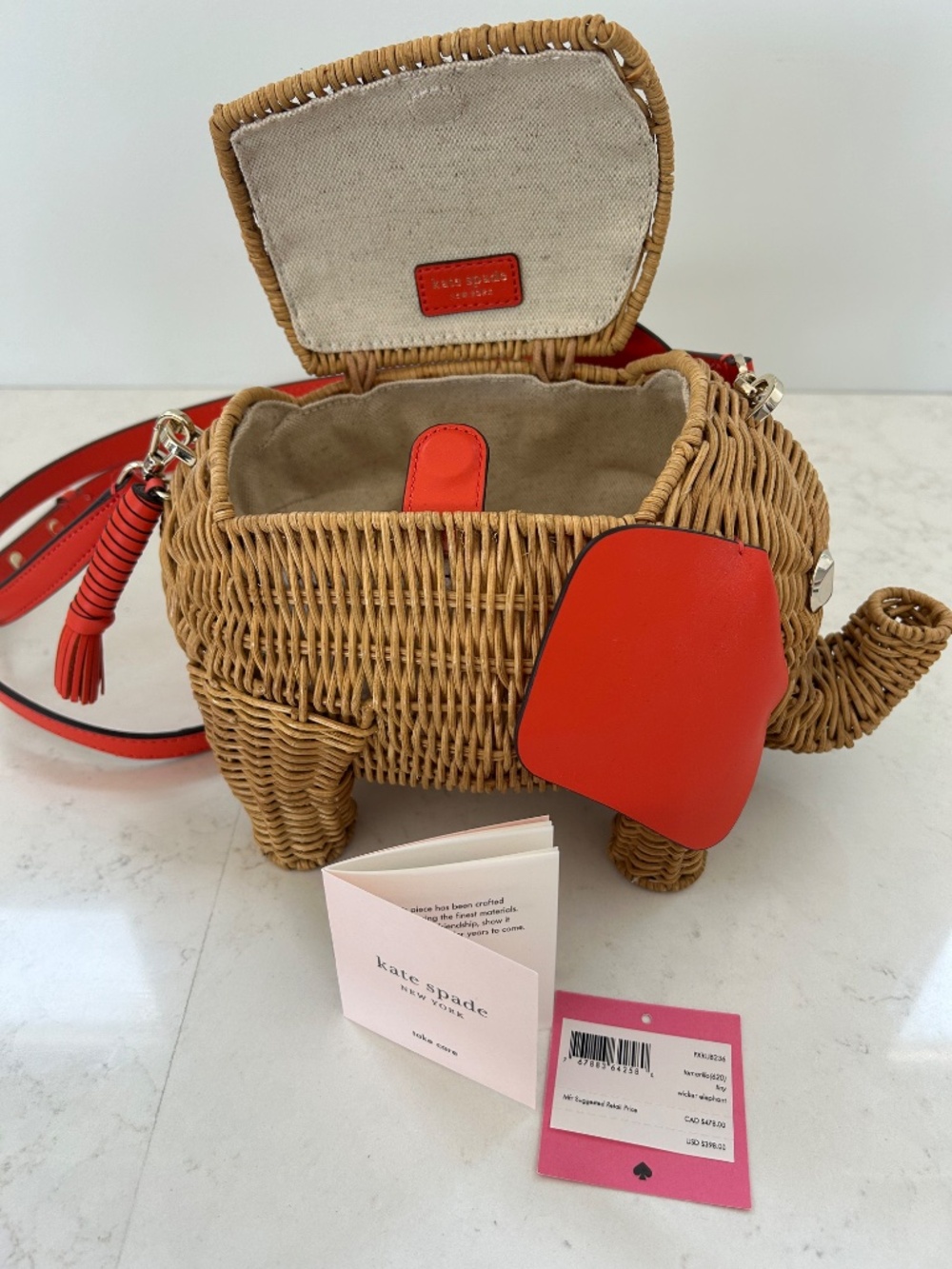 NWT Kate Spade Wicker Elephant Crossbody Bag - Picture 5 of 7